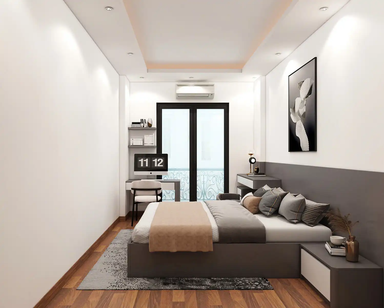 Thiết kế nội thất phòng ngủ căn hộ ở Hoàng Hoa Thám